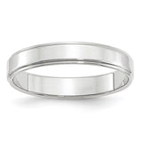 14K White Gold Flat Step Down Edge Wedding Band 4mm