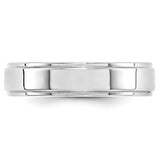 14K White Gold Flat Step-Down Edge Solid No Stone Wedding Band, 5mm