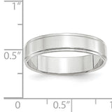 14K White Gold Flat Step-Down Edge Solid No Stone Wedding Band, 5mm