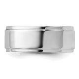14K White Gold Flat Step-Down Edge 8mm Wedding Band