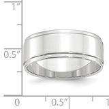 14K White Gold Flat Step-Down Edge 8mm Wedding Band