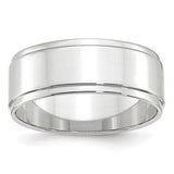 14K White Gold Flat Step-Down Edge 8mm Wedding Band
