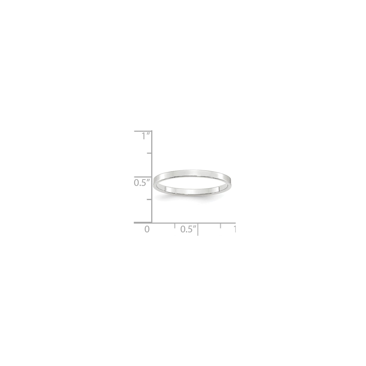 14k White Gold Flat, Lightweight wedding band ring shown for scale