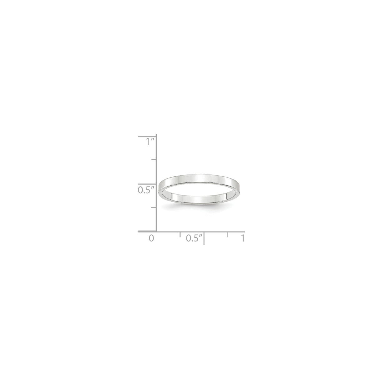 10k White Gold Flat, Lightweight wedding band ring shown for scale