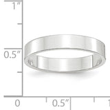 14K White Gold Flat Wedding Band, Lightweight 4mm Solid Ring, Classic Minimalist Style
