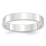14K White Gold Flat Wedding Band, Lightweight 4mm Solid Ring, Classic Minimalist Style