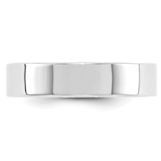14K White Gold Lightweight Flat Wedding Band, Solid 5 Mm Modern Minimalist Ring