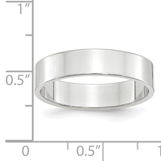14K White Gold Lightweight Flat Wedding Band, Solid 5 Mm Modern Minimalist Ring