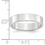 14K White Gold Lightweight Flat Wedding Band, Solid 5 Mm Modern Minimalist Ring
