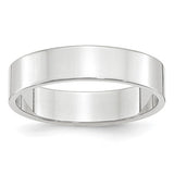 14K White Gold Lightweight Flat Wedding Band, Solid 5 Mm Modern Minimalist Ring