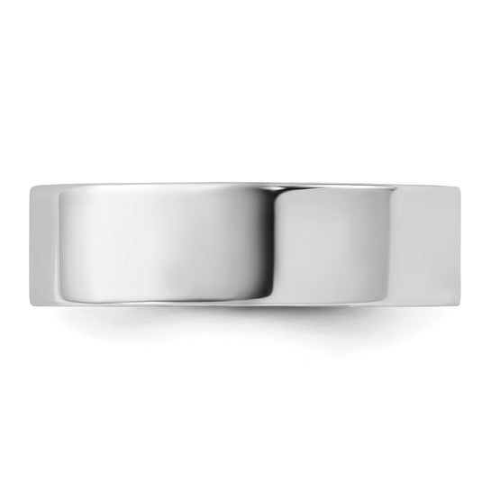 14K White Gold Flat Wedding Band Lightweight Solid Ring 6mm Width Minimalist Style