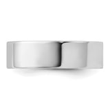 14K White Gold Flat Wedding Band Lightweight Solid Ring 6mm Width Minimalist Style