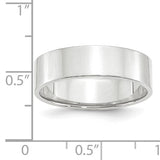 14K White Gold Flat Wedding Band Lightweight Solid Ring 6mm Width Minimalist Style