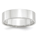 14K White Gold Flat Wedding Band Lightweight Solid Ring 6mm Width Minimalist Style