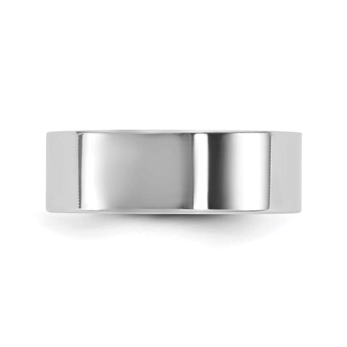 14k White Gold Flat, Lightweight wedding band ring detail view