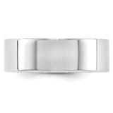 14K White Gold Flat Wedding Band No Stone Lightweight Solid 7mm Wide Minimalist Ring