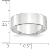 14K White Gold Flat Wedding Band No Stone Lightweight Solid 7mm Wide Minimalist Ring