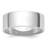 14K White Gold Flat Wedding Band No Stone Lightweight Solid 7mm Wide Minimalist Ring