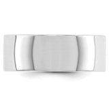 14K White Gold Flat Wedding Band, Lightweight 8 mm, Polished Solid Ring