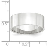 14K White Gold Flat Wedding Band, Lightweight 8 mm, Polished Solid Ring