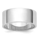 14K White Gold Flat Wedding Band, Lightweight 8 mm, Polished Solid Ring