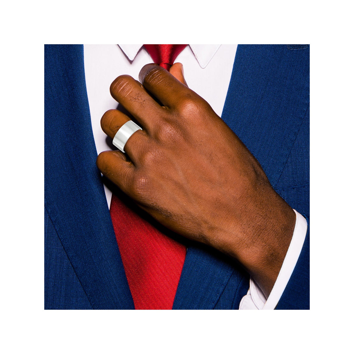 14k White Gold Flat, Lightweight wedding band ring detail view