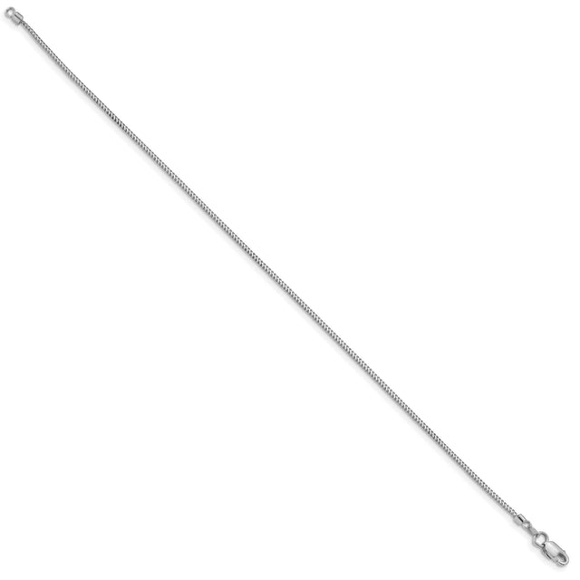 14K White Gold 0.9 mm Franco Chain Bracelet, Polished