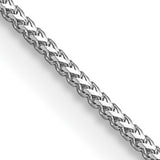 14K White Gold 0.9 mm Franco Chain Necklace, Polished detail view
