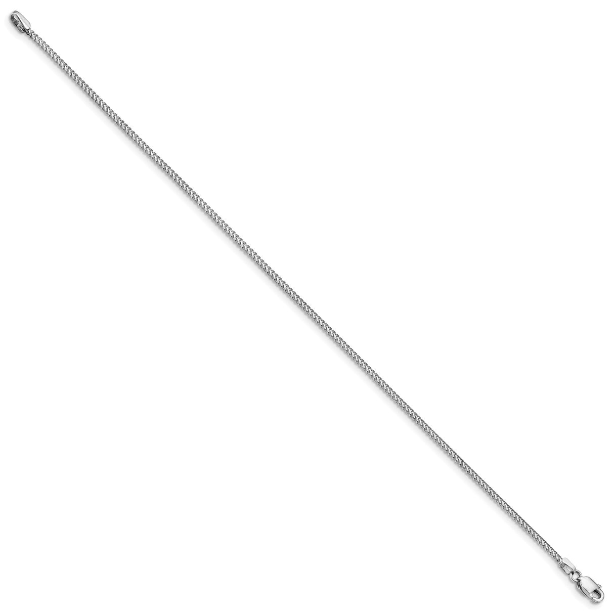 14K White Gold 1 mm Franco Chain Bracelet, Polished