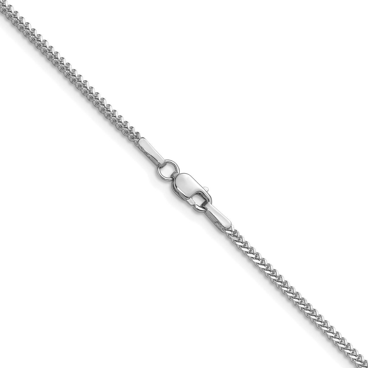 14K White Gold 1.3 mm Franco Chain Necklace, Polished alternate angle