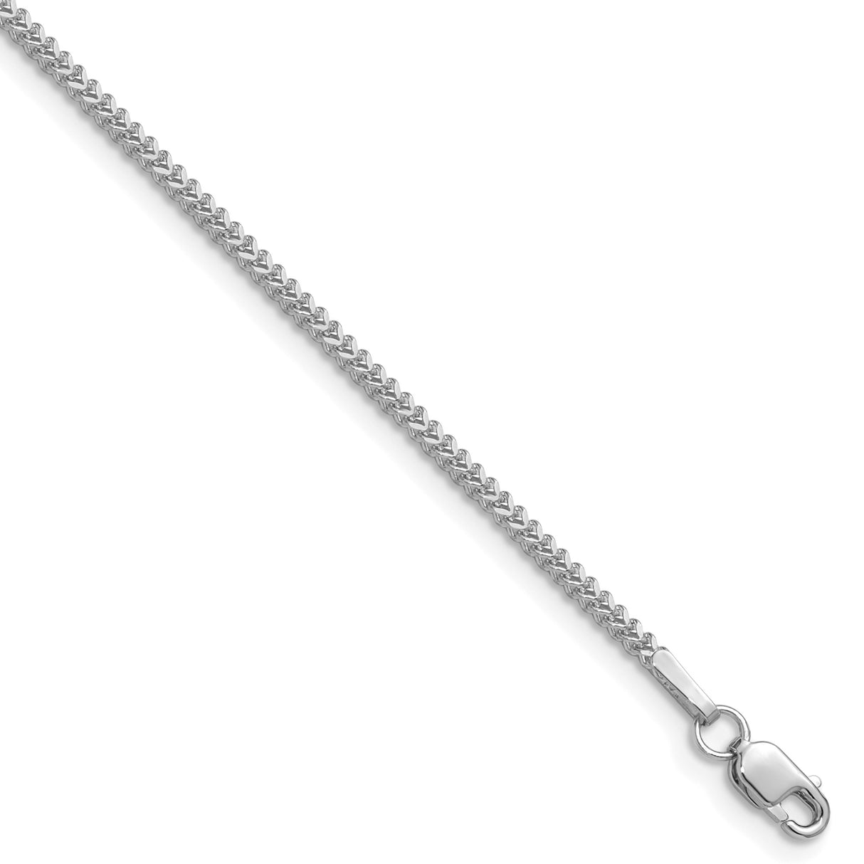 14K White Gold 1.3 mm Franco Chain Necklace, Polished detail view
