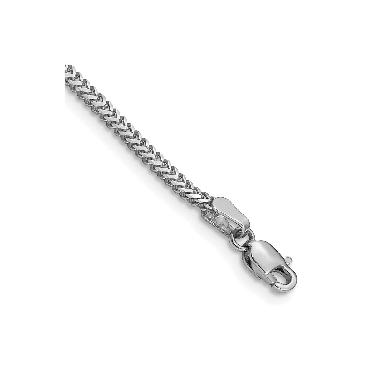 14K White Gold 1.4 mm Franco Chain Bracelet, Polished alternate angle
