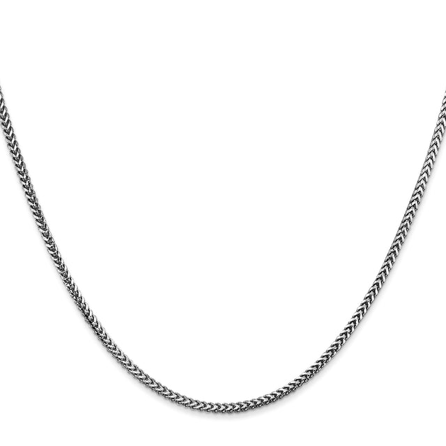 14K White Gold 1.5 mm Franco Chain Necklace, Polished