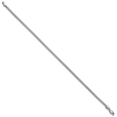 14K White Gold 1.5 mm Franco Chain Bracelet, Polished