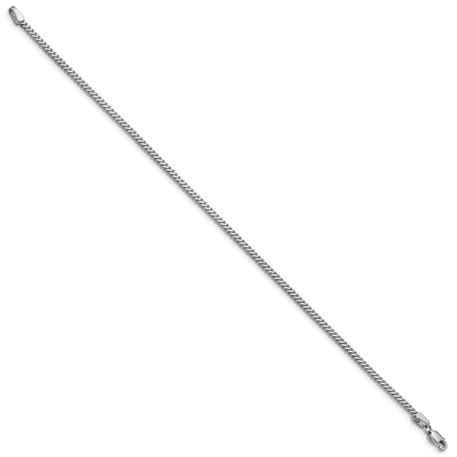 14K White Gold 1.5 mm Franco Chain Bracelet, Polished