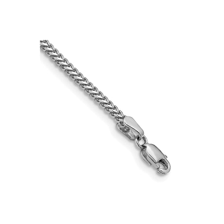 14K White Gold 1.5 mm Franco Chain Bracelet, Polished alternate angle