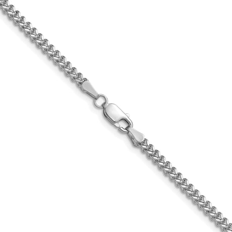14K White Gold 2 mm Franco Chain Necklace, Polished alternate angle