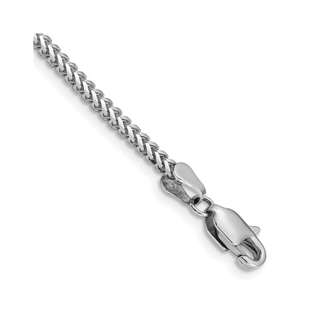 14K White Gold 2 mm Franco Chain Bracelet, Polished alternate angle
