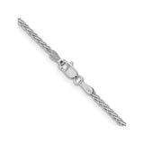 14K White Gold 1.9 mm Polished Chain Necklace, Solid alternate angle
