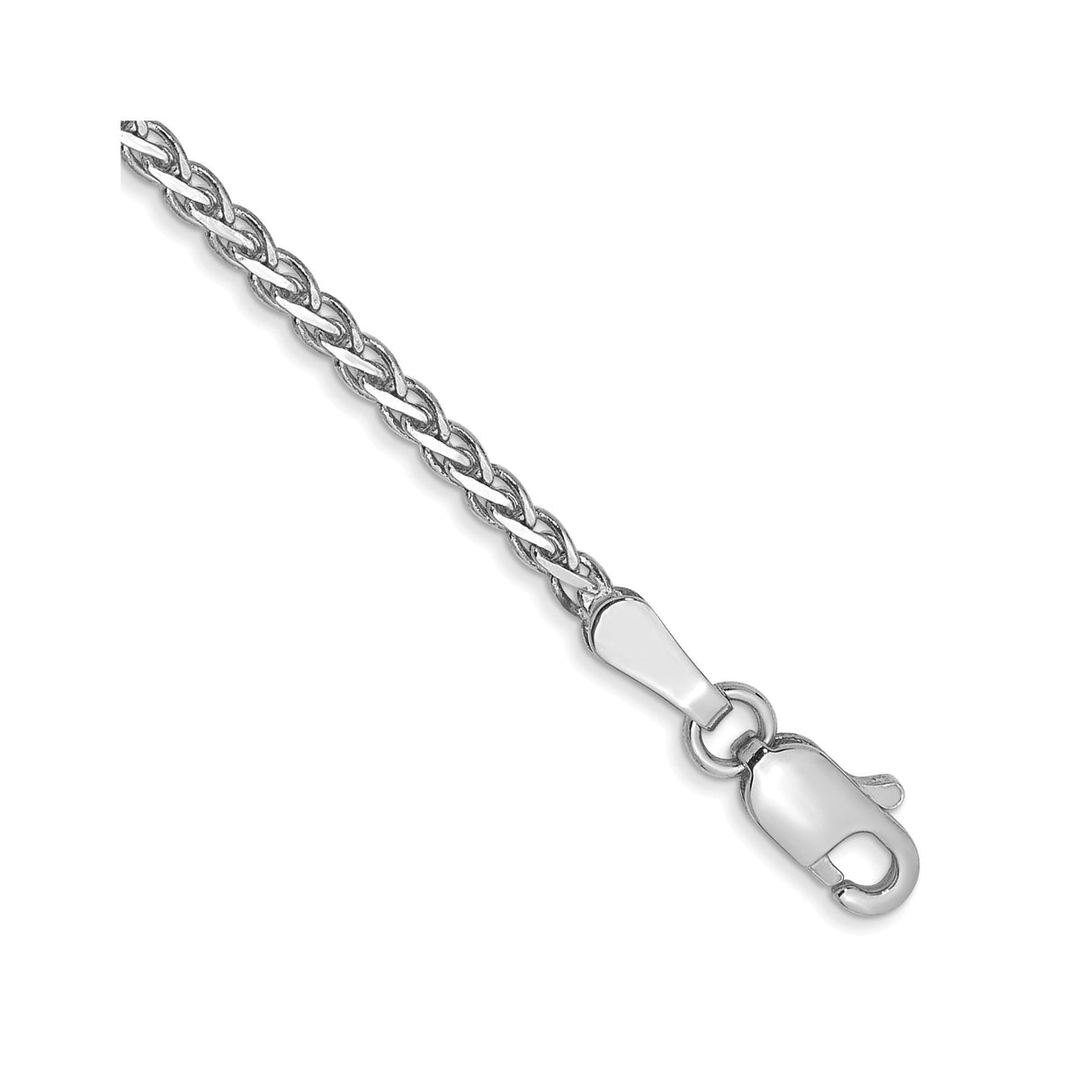14K White Gold 1.9 mm Polished Chain Bracelet, Solid