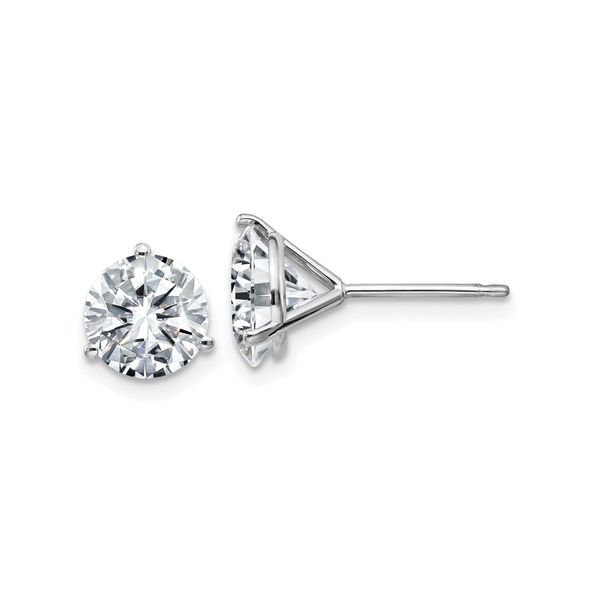 14k White Gold Stud Earrings with 7mm Moissanite, Solitaire Prong Setting