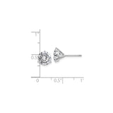 14k White Gold Stud Earrings with Round Moissanite in Classic 4 Prong Solitaire Setting