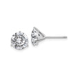 14k White Gold Stud Earrings with Round Moissanite in Classic 4 Prong Solitaire Setting