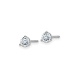 14k White Gold Solitaire Stud Earrings with Round Moissanite in Three Prong Setting
