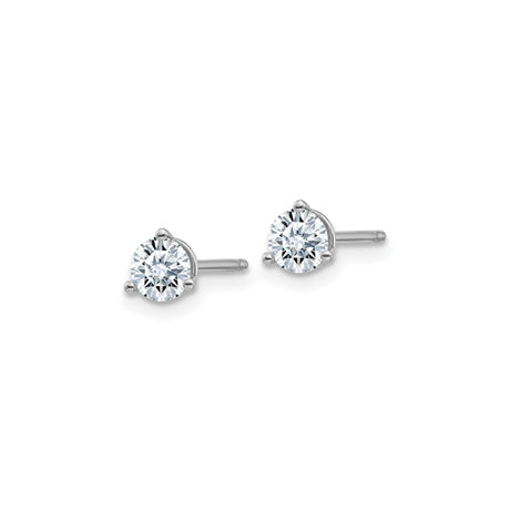 14k White Gold Solitaire Stud Earrings with Round Moissanite in Three Prong Setting