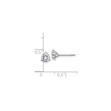14k White Gold Stud Earrings with Moissanite Solitaire, Classic Round 3 Prong Design