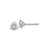 14k White Gold Stud Earrings with Round Cut Moissanite in Three Prong Solitaire Setting