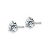 14k White Gold Solitaire Stud Earrings with Prong Set Round Moissanite