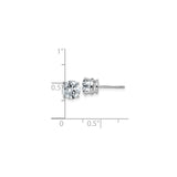 14k White Gold Stud Earrings with Round Moissanite Solitaire in Four Prong Setting