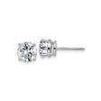 14k White Gold Stud Earrings with Round Moissanite Solitaire in Four Prong Setting